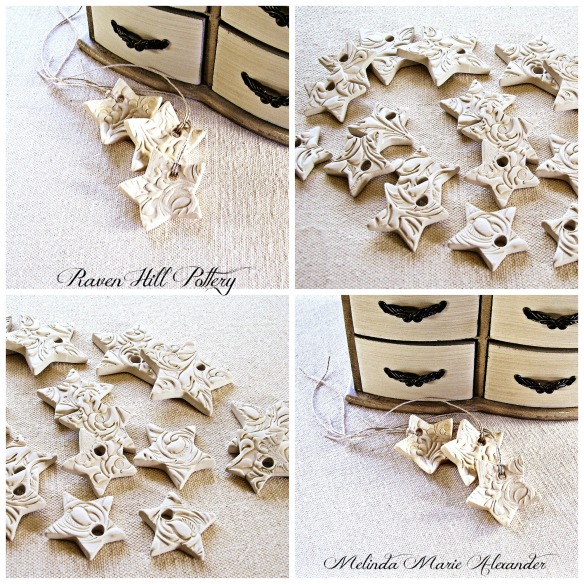 star ornaments off white melinda marie alexander ravenhillpottery.etsy.com with textjpg