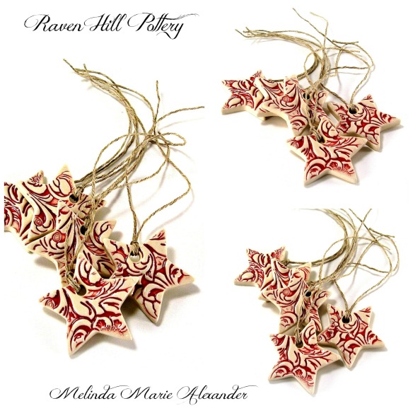 star ornaments red melinda marie alexander ravenhillpottery.etsy.com with textjpg